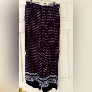 Ann Taylor LOFT Blue/Red/Wht Wide Leg Pants Size M Casual Side Pockets